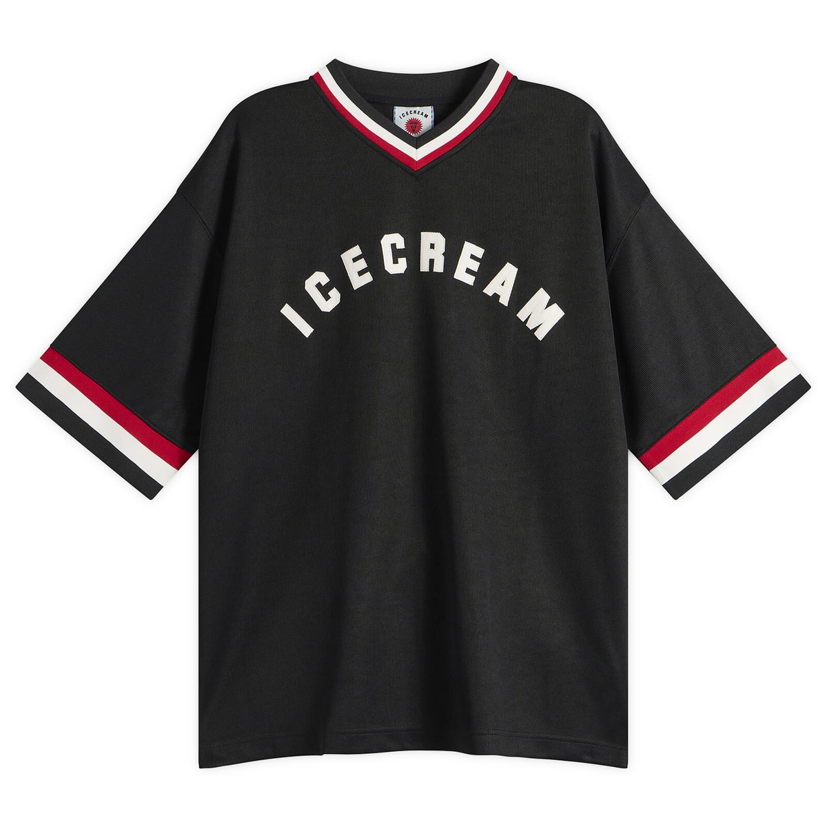 ICECREAM Men's College V Neck Sports Jersey in Black