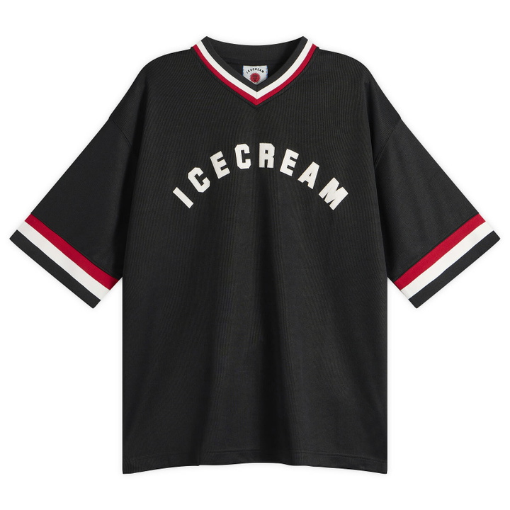 Photo: ICECREAM Men's College V Neck Sports Jersey in Black