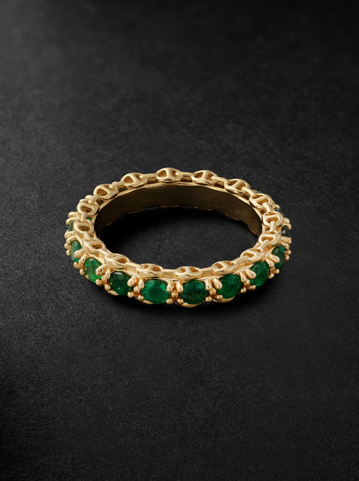 HOORSENBUHS - 3mm Infinite 18-Karat Gold Emerald Ring - Green