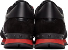 Valentino Garavani Black & Red Camo Rockrunner Sneakers