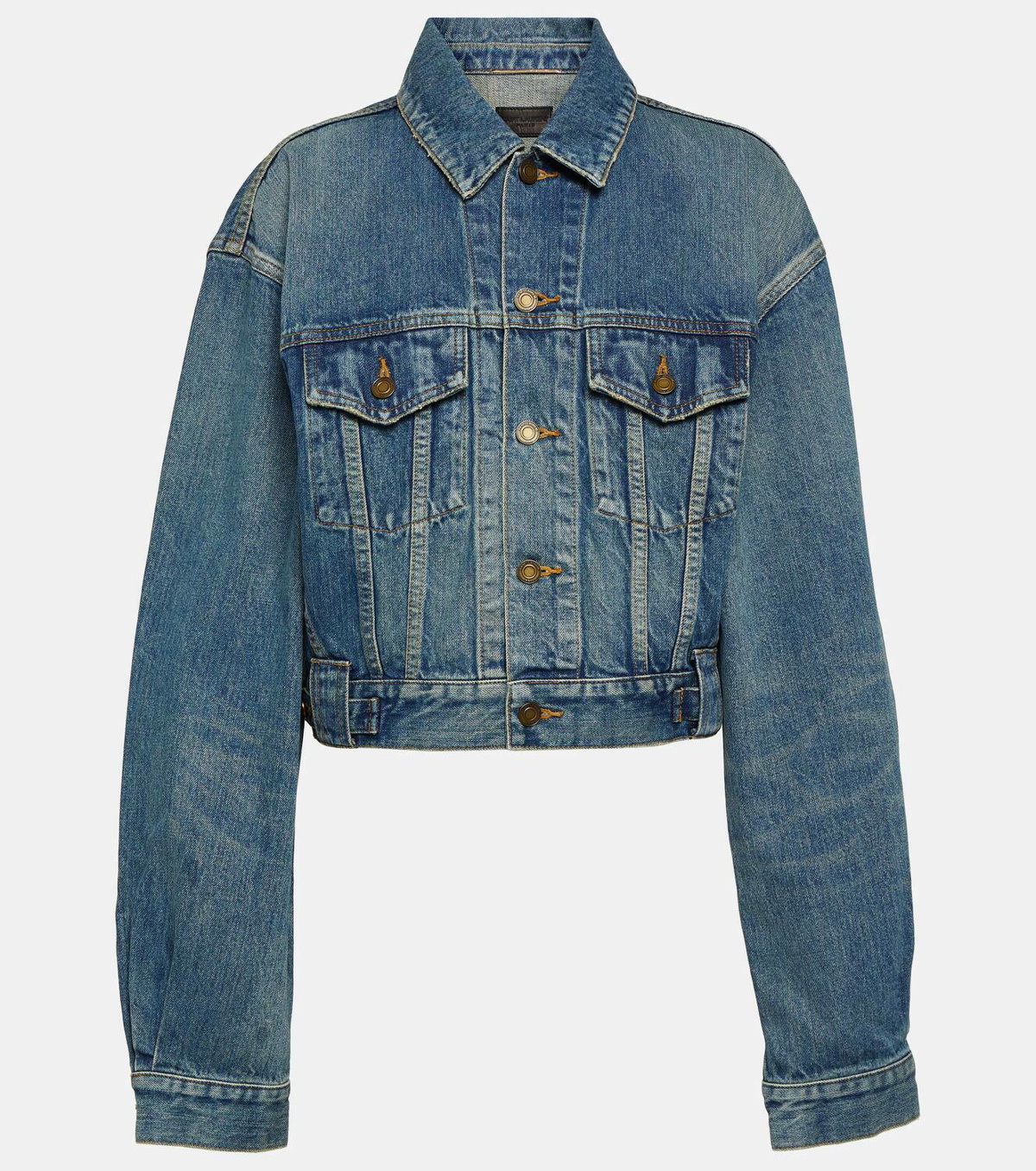 Yves Saint Laurent Blue Stone Denim Studded Cross Jacket Size L - Yoogi's  Closet