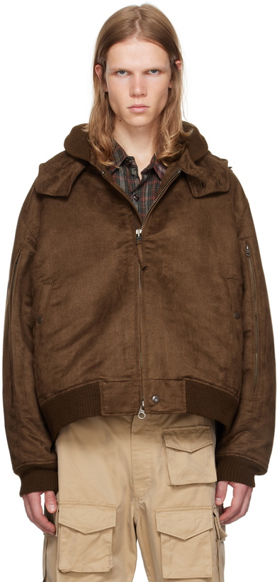 Photo: Engineered Garments Brown LL Faux-Suede Bomber Jacket