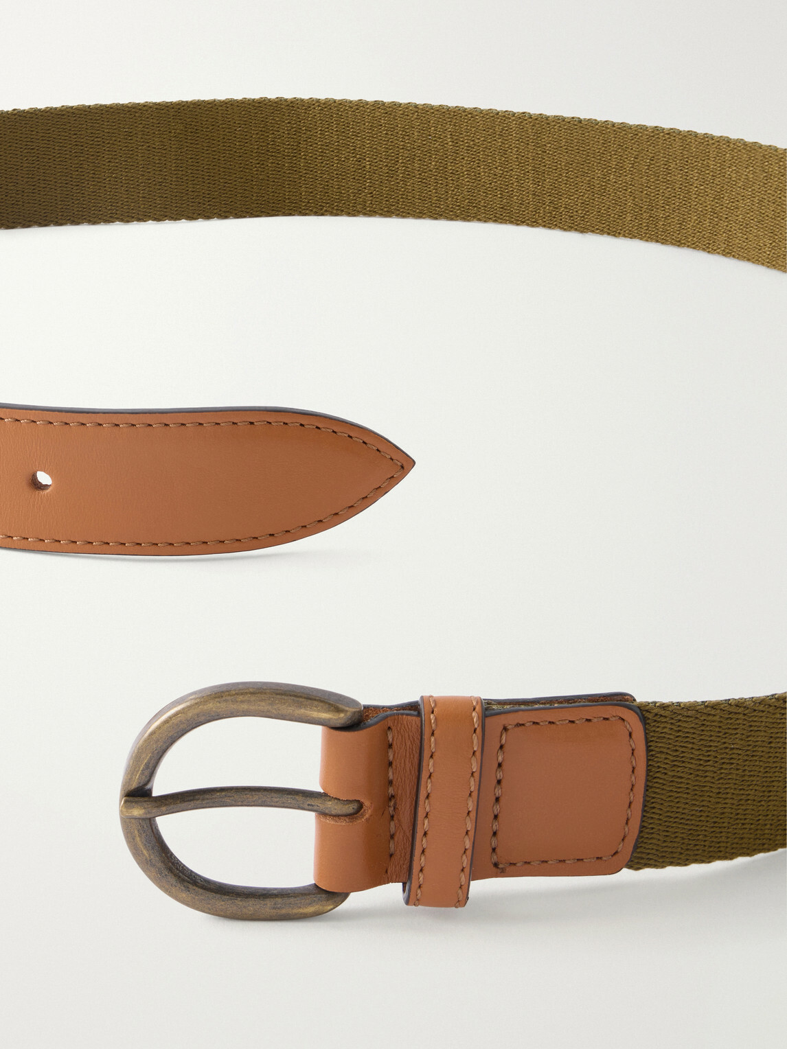 Anderson & Sheppard - 3.5cm Leather-Trimmed Woven Belt - Green