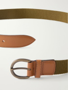 Anderson & Sheppard - 3.5cm Leather-Trimmed Woven Belt - Green