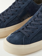 TOM FORD - Cambridge Leather-Trimmed Suede Sneakers - Blue