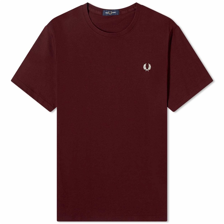 Photo: Fred Perry Men's Logo T-Shirt in Oxblood