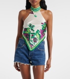 Poupette St Barth Guilia printed halterneck satin top
