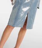 Xu Zhi Sequined denim pencil skirt