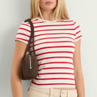 Good American Women's Super Stretch Baby T-Shirt in Ecru/Chili Wide Stripe