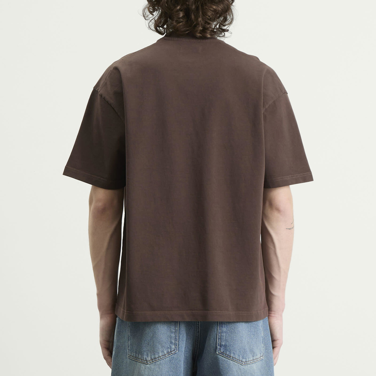 ANNIE HOOD Men's College T-Shirt in Washed Brown