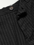 Oliver Spencer - William Straight-Leg Organic Cotton-Blend Seersucker Trousers - Black