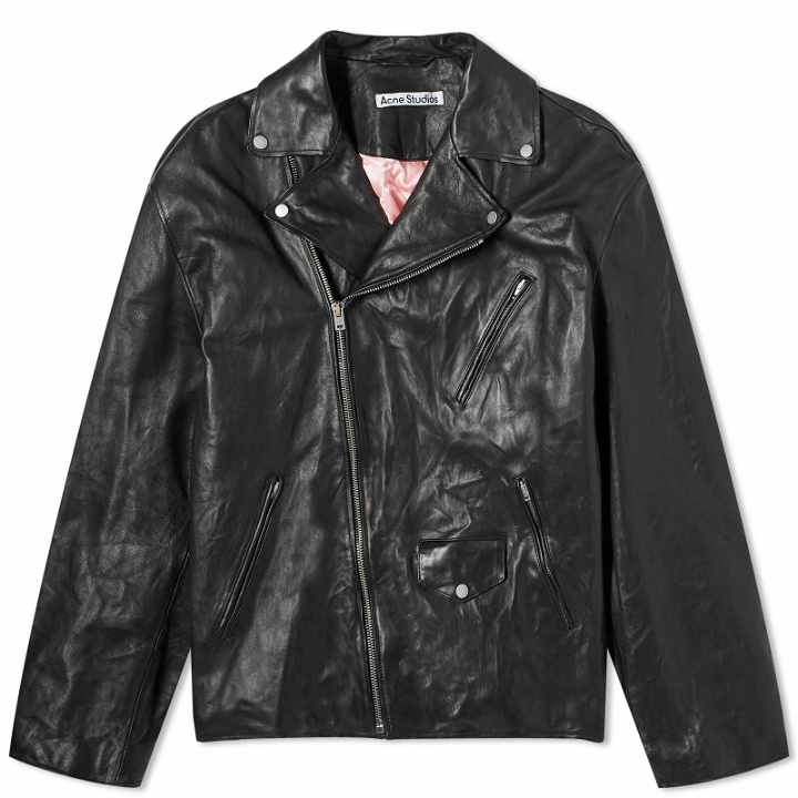 Photo: Acne Studios Men's Liker Distressed Nappa Leather Jacket in Black