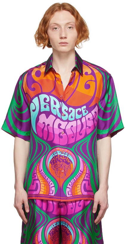 Photo: Versace Purple Silk Medusa Music Shirt