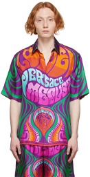 Versace Purple Silk Medusa Music Shirt