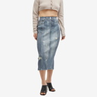 Acne Studios Women's Printed Denim Midi Skirt in Denim Blue