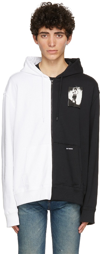Photo: Raf Simons White & Black Fred Perry Edition Printed Patch Zip-Up Hoodie