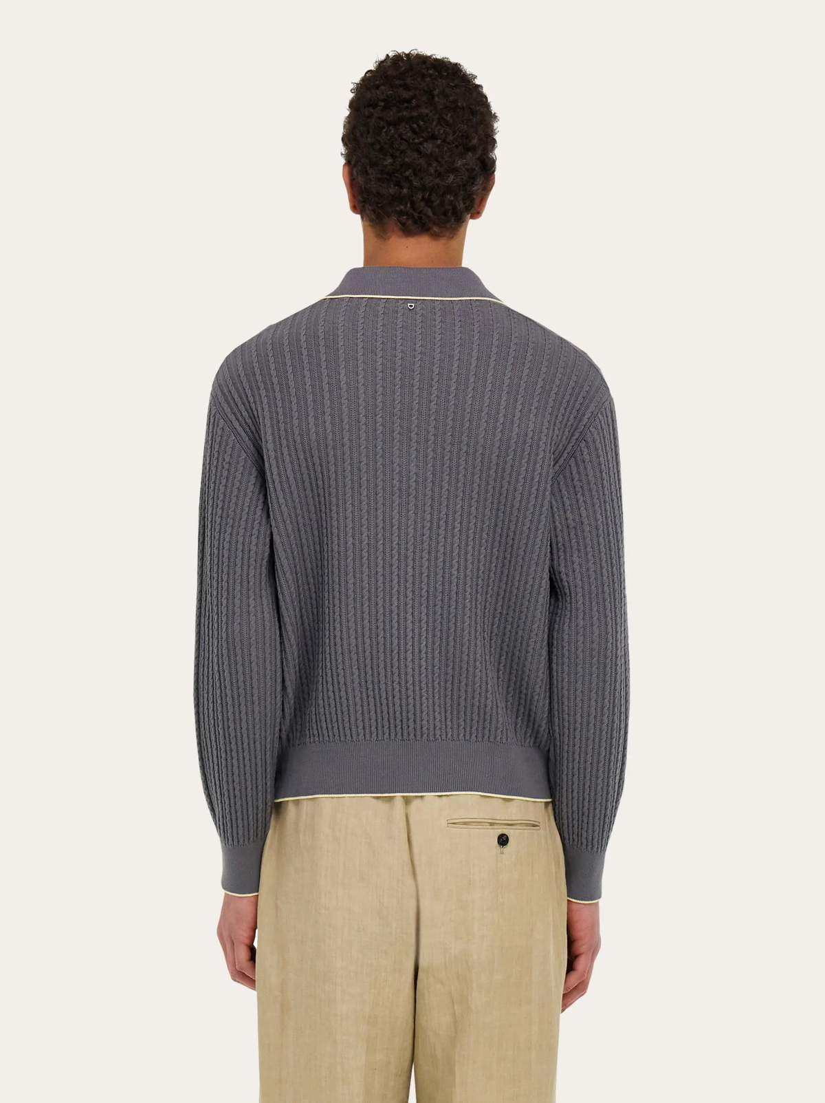 Ferragamo Mens Knitted polo top in Grey