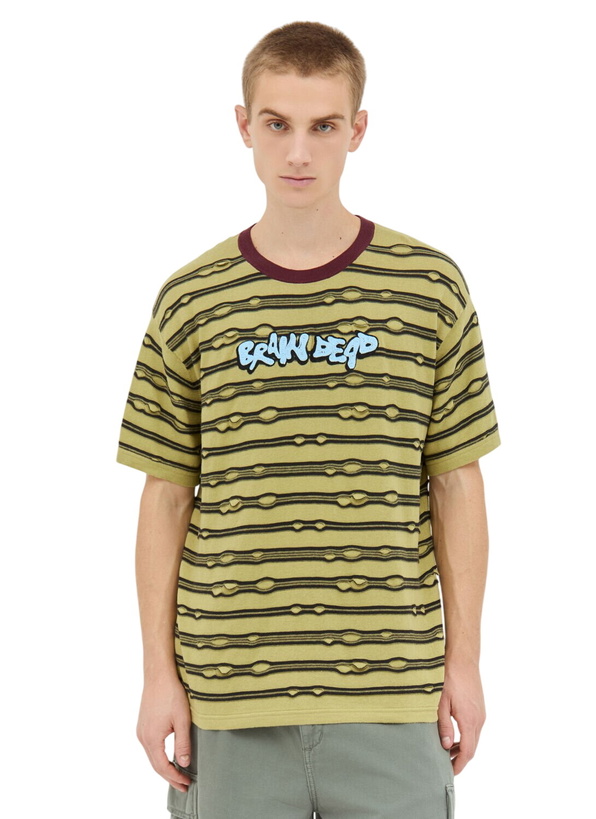 Photo: Brain Dead Embroidered Puckered Striped T-Shirt
