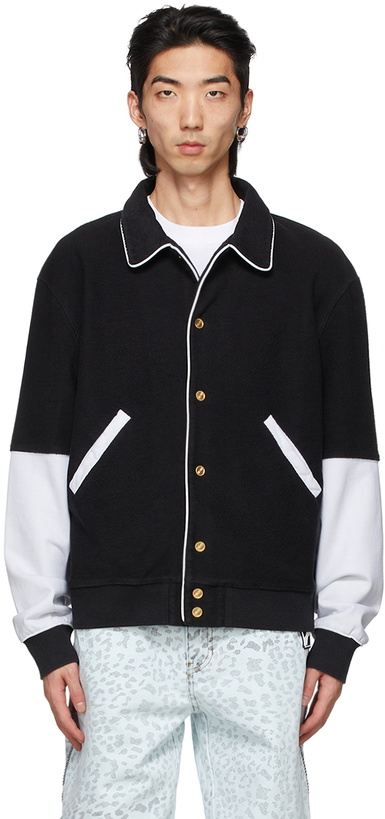 Photo: We11done Black Logo Print Varsity Jacket