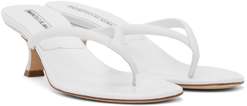 Manolo Blahnik White Paterno Heeled Sandals