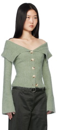 Holzweiler Green Off Shoulder Cardigan