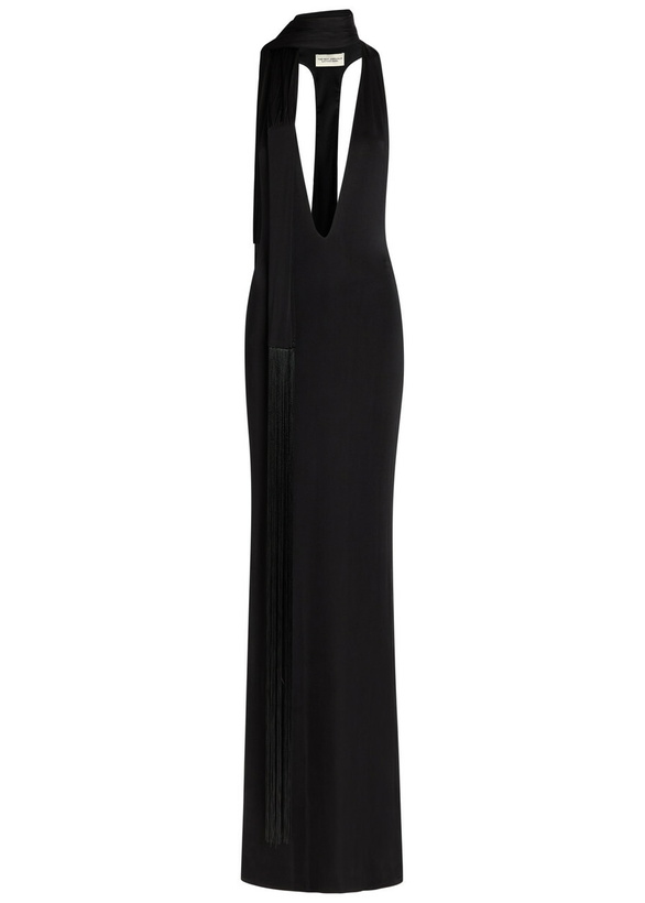 Photo: The New Arrivals Ilkyaz Ozel Olympia Scarf-effect Stretch-jersey Maxi Dress Black