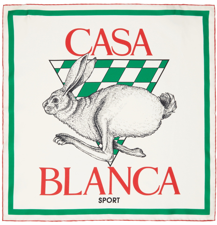 Casablanca White Silk Casa Sport Scarf