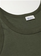 SCHIESSER - Friedrich Logo-Appliquéd Ribbed Cotton-Jersey Tank Top - Green