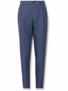 Rubinacci - Tapered Pleated Linen Trousers - Blue