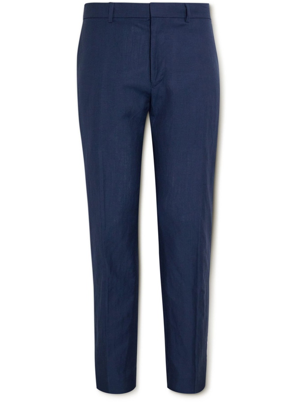 Photo: Club Monaco - Sutton Slim-Fit Tapered Linen and Wool-Blend Trousers - Blue