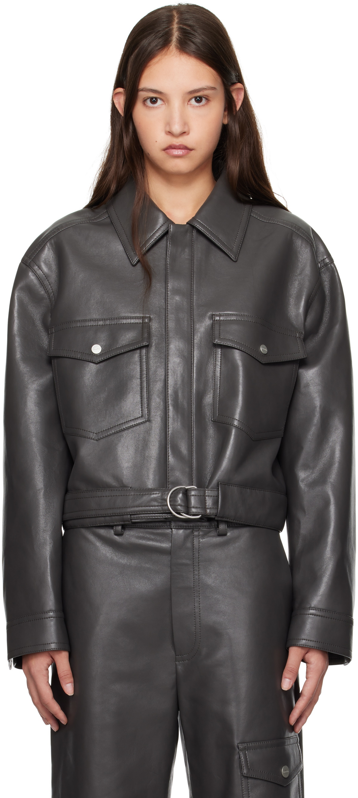 ブルゾン Nanushka Aveline Jacket In Black Faux Leather black-aveline-vegan-leather-