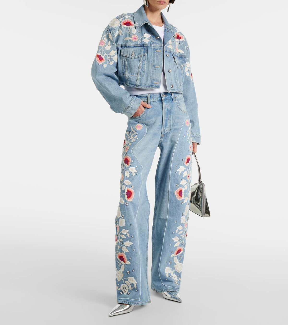 Citizens of Humanity Lena embroidered cropped denim jacket