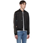 Saint Laurent Black and Multicolor Logo Teddy Bomber Jacket