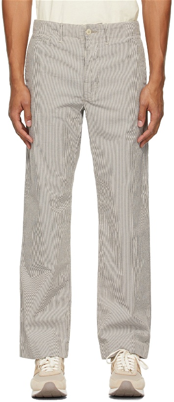 Photo: RRL Grey & Off-White Seersucker Striped Trousers