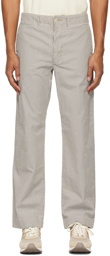 RRL Grey & Off-White Seersucker Striped Trousers
