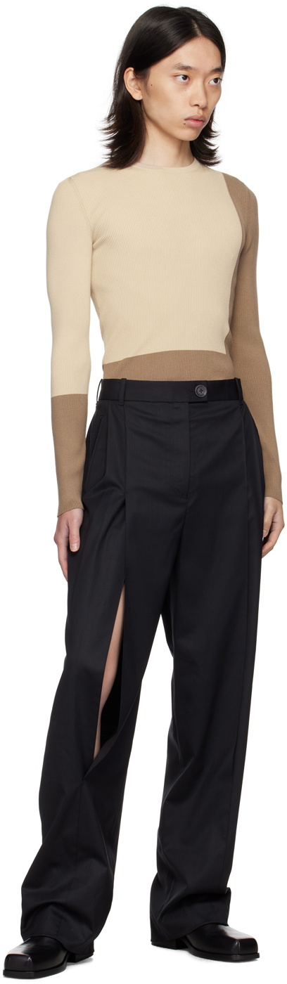 Peter Do Black Front Slit Trousers
