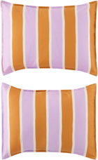 Dusen Dusen Orange & Purple Tommy Stripe Duvet Set, Full/Queen