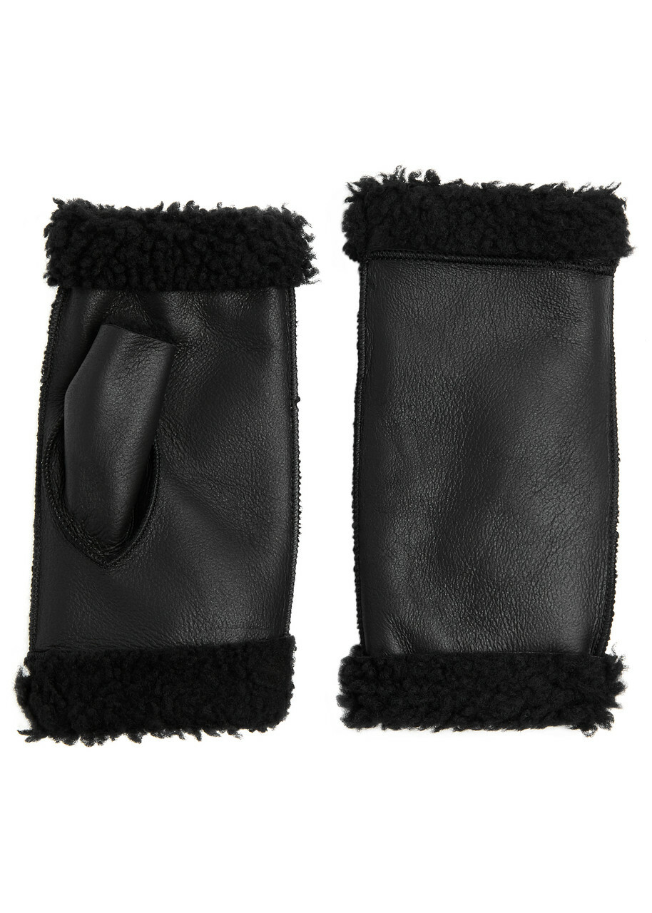 Dents Vera Fingerless Leather Gloves Black