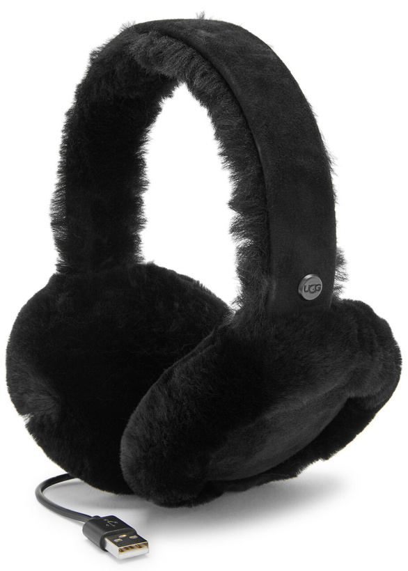 Photo: Ugg Shearling Trimmed Suede Bluetooth Earmuffs , Hats, Black