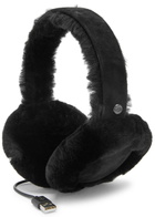 Ugg Shearling Trimmed Suede Bluetooth Earmuffs , Hats, Black