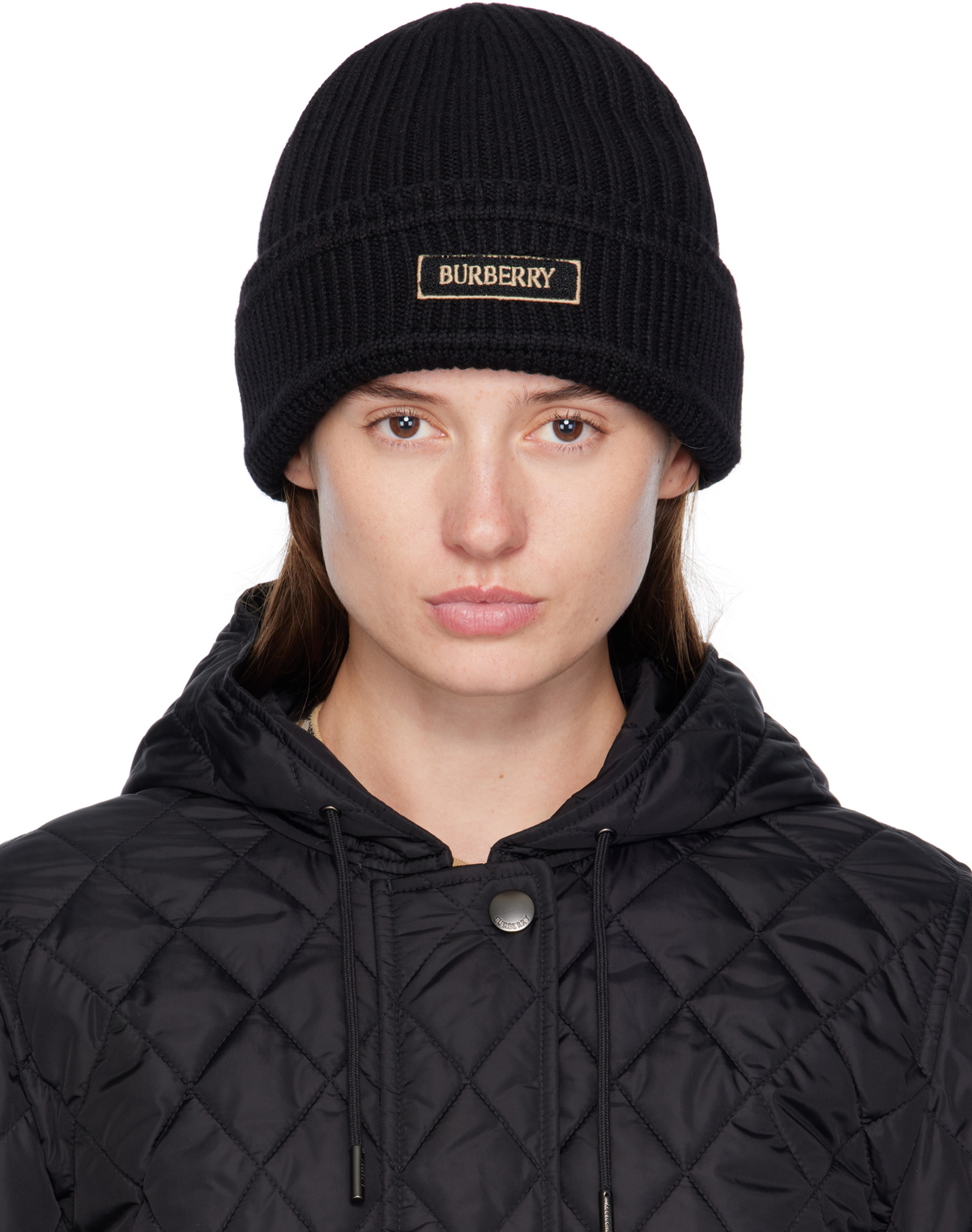 Burberry Black & White EKD Cashmere Beanie Burberry