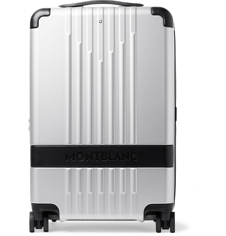 Photo: Montblanc - #MY4810 Cabin Compact 55cm Leather-Trimmed Polycarbonate Suitcase - Silver