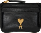 AMI Paris Black Leather Paris Paris Zipped Card Holder