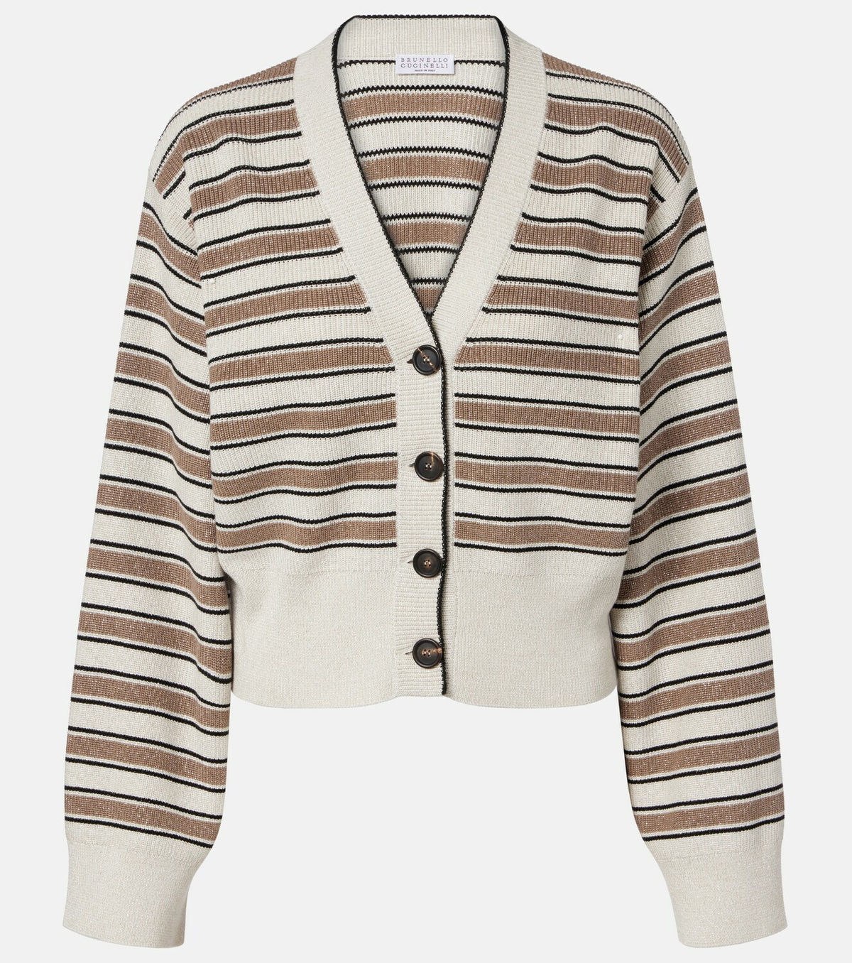 Brunello Cucinelli Striped cotton-blend cardigan