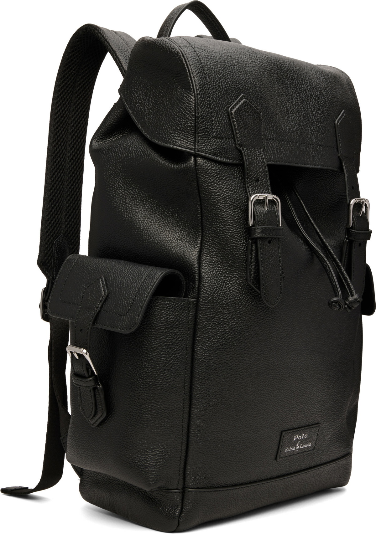 Polo Ralph Lauren Black Pebbled Leather Backpack