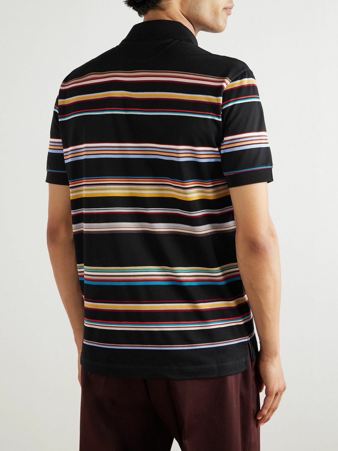 Paul Smith - Striped Cotton-Piqué Polo Shirt - Black
