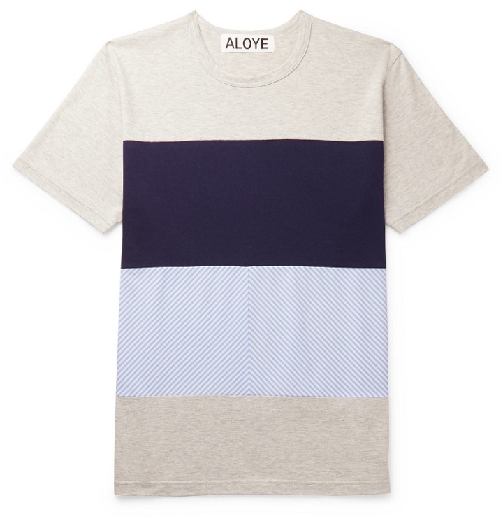Photo: Aloye - Panelled Mélange Cotton-Jersey T-Shirt - Gray