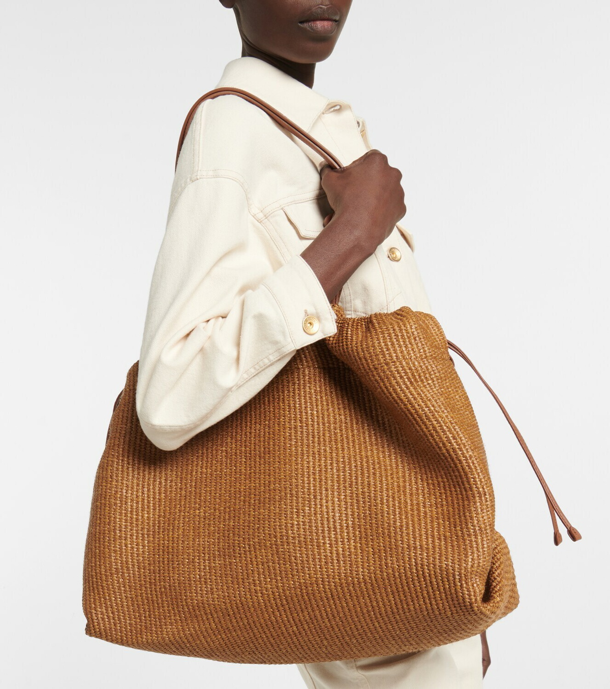 Brunello Cucinelli - Large raffia effect tote bag Brunello