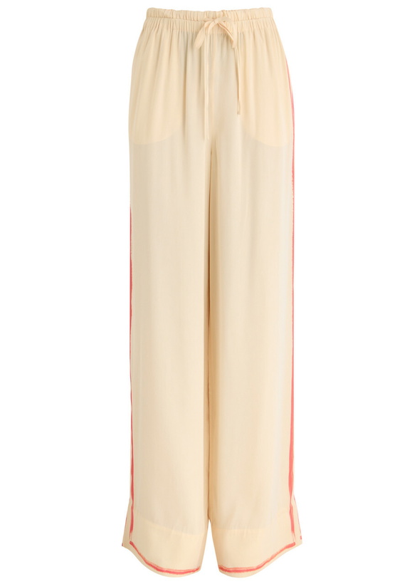 Photo: Stine Goya Emi Striped Matte Satin Trousers Off White
