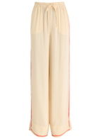 Stine Goya Emi Striped Matte Satin Trousers Off White